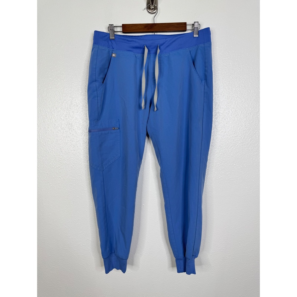 Figs Zamora Jogger Scrub Pants Blue Medium Petite W18SW2005P Cargo Yoga Waist‎